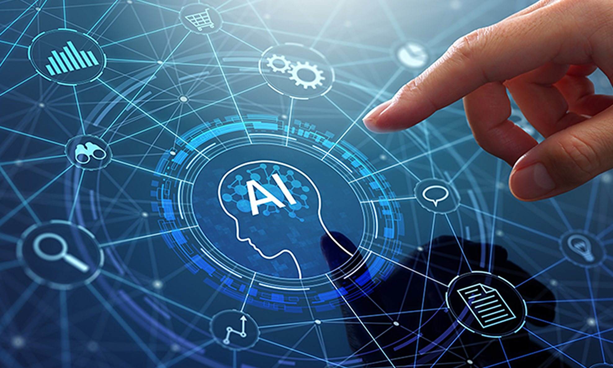 Hand operates AI panels