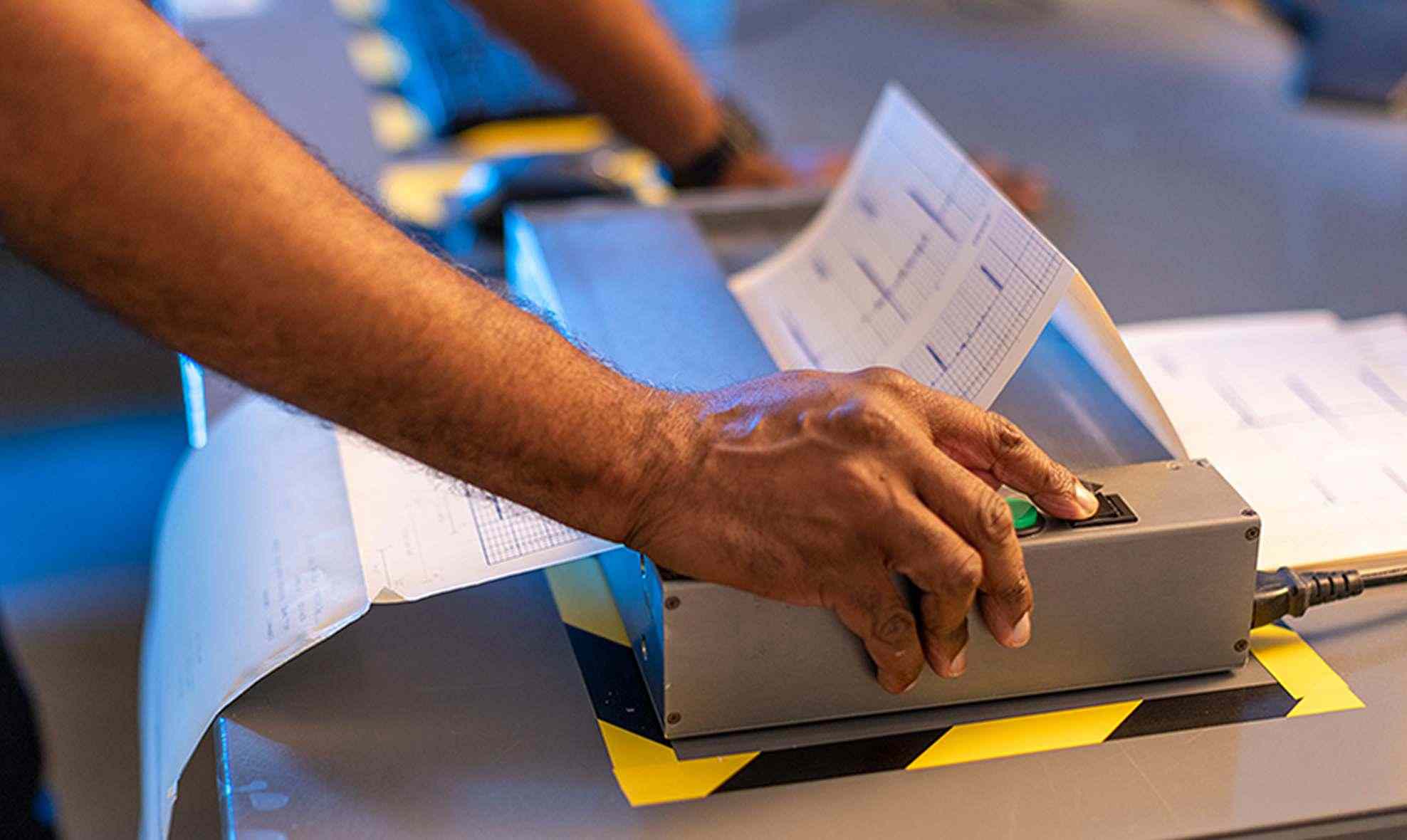 Man is scanning document